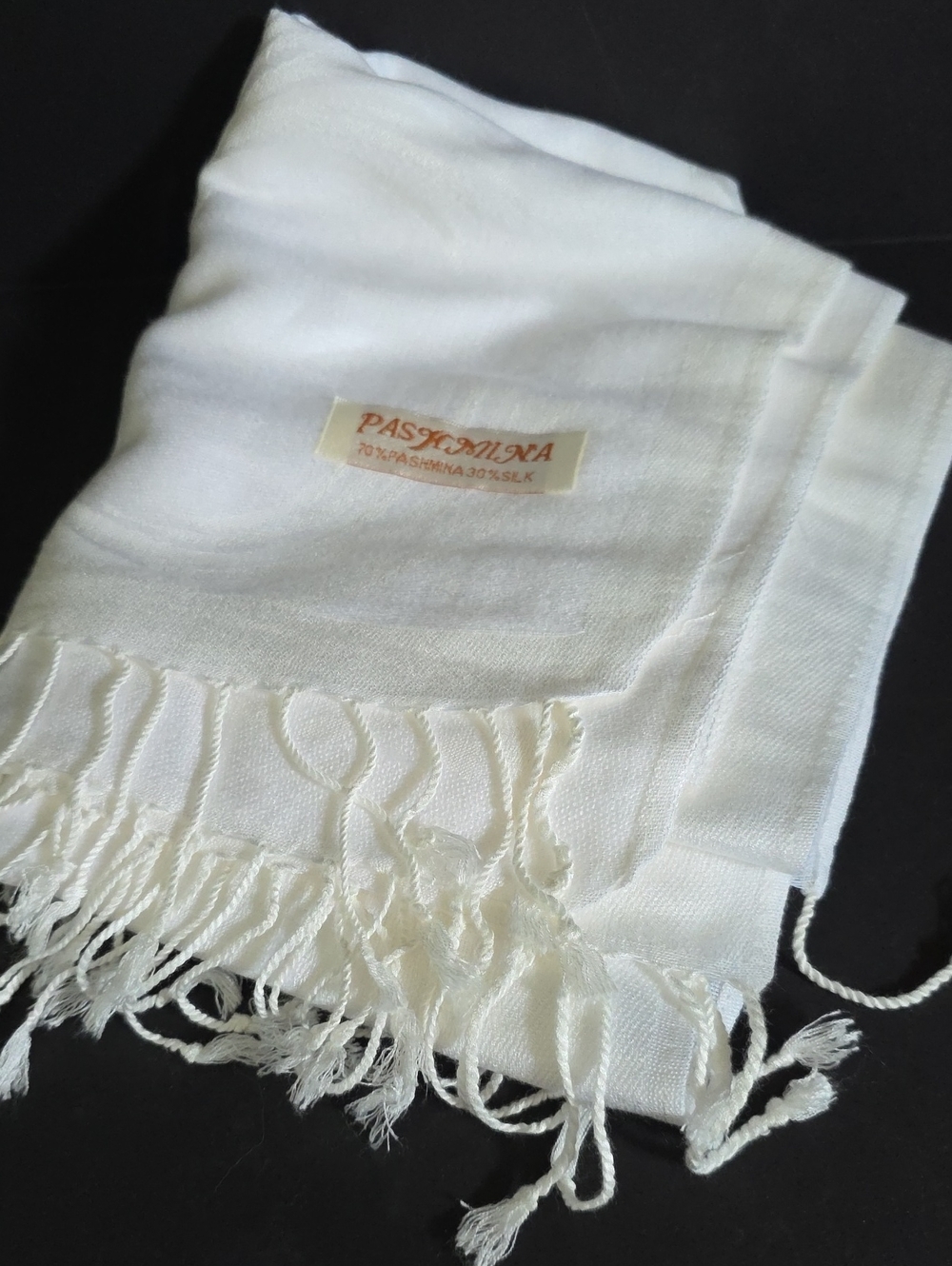 Pashmina Scarf 70% Silk White